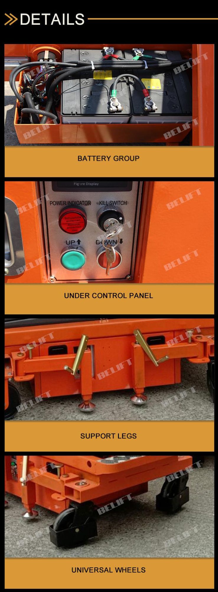 Economic Full Electric Mobile Scissor Lift Manual Lifting Equipment Mini