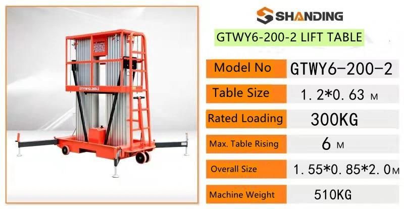 Aluminum Single Mast Aerial Maintain Work Cage Electric Lift Platform