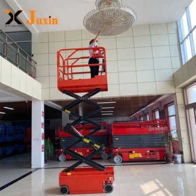 Juxin Areal Platform Lift Battery Driven Scissor Elevating Platform for Cleaning Installation and Maintenance