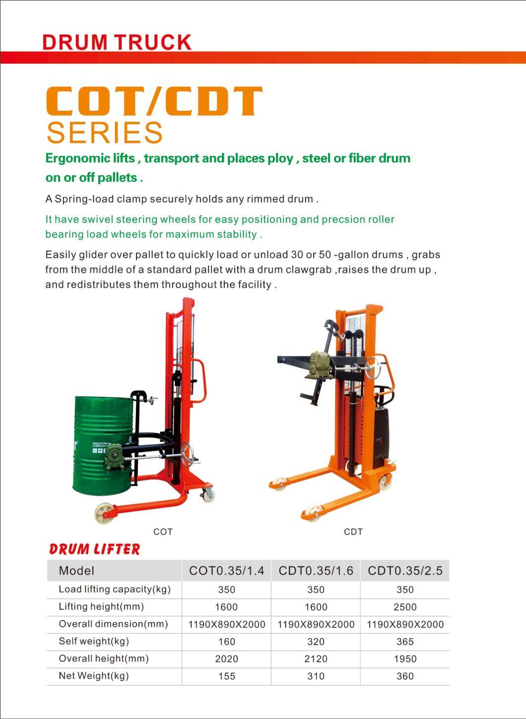 Niuli High Quality Handing 0.35t Oil Drum Lifter with Hydraulic Pump