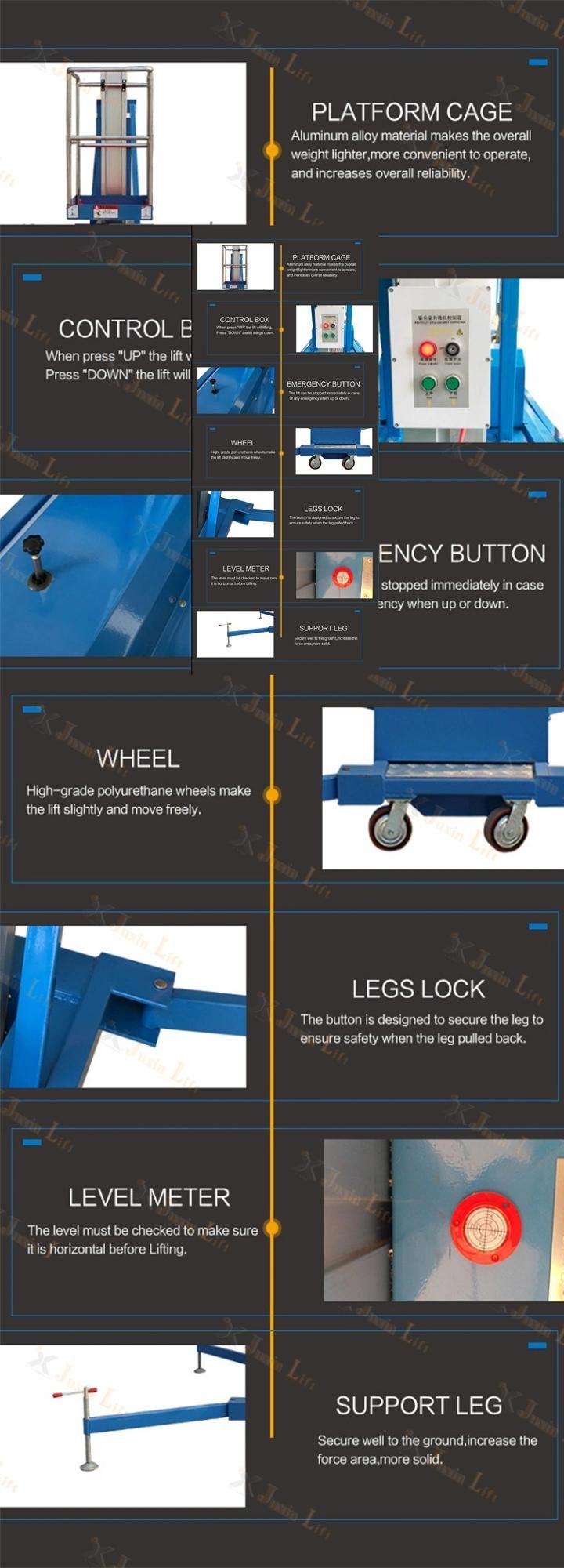 4-10m 100kg Load Capacity One Man Lift Elevator Aluminum Lift