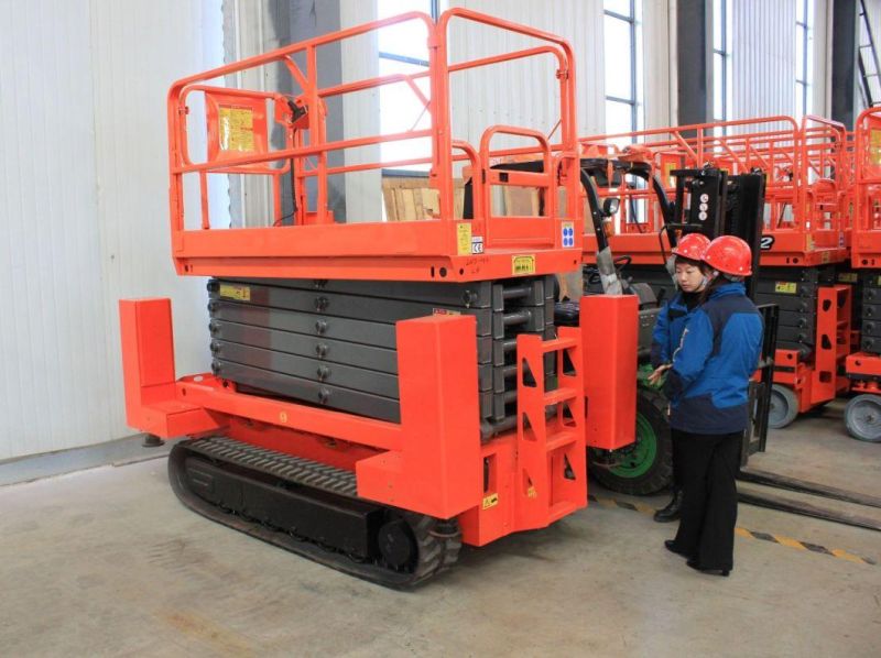 Heavy Duty Rough Terrain Man Electric Hydraulic Battery Self Propelled Crawler Mobile Scissor Lift