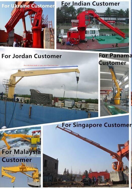 Wire-Luffing Electric Hydraulic 1t@31m Knuckle Telescopic Boom Ship Deck Crane