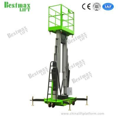 12m Manual Pushing Vertical Lift Double Mast Aerial Work Platform