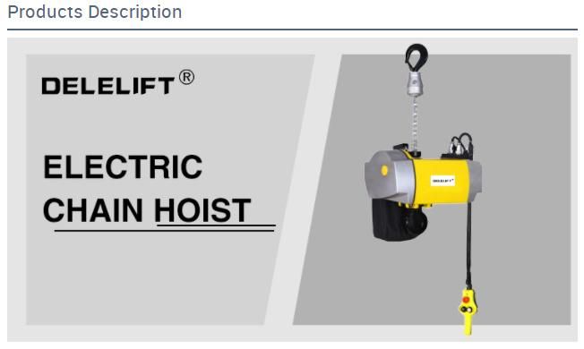 New Dchd Upside Down Electric Chain Hoist 0.125t~1t Lifting Equipment Mini Stage Hoist