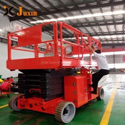 Full Electric Hydraulic Scissor Construction Lift with off Road Wheel