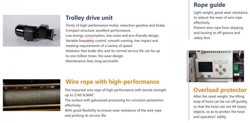 Industrial 30ton Electric Cable Hoist with Trolley for Factory