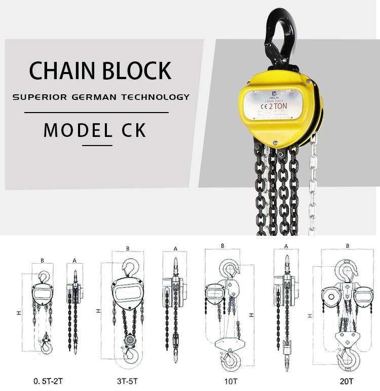 Ck 1.5ton Durable Hand Chain Hoist Lifting Chain Block