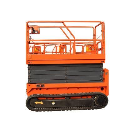 Popular OEM 6m~12m AC/DC Driver Hydraulic Lifting Rough Terrain Scissor Lifts with Leveling Arms