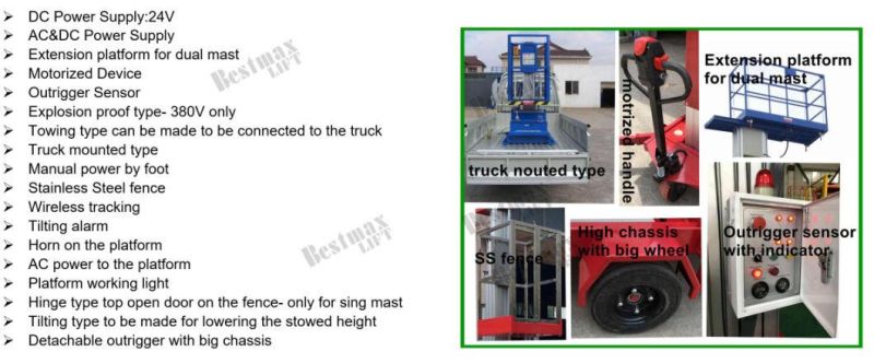 9m Platform Height Single Mast aluminum Aerial Work Platform