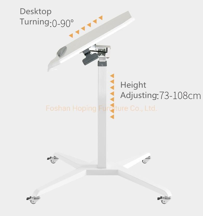 Small Table for Living Room Manual Patented Screw Rod Movable Lifting Side Table with 30 Angled Wooden Table Top Office Furniture