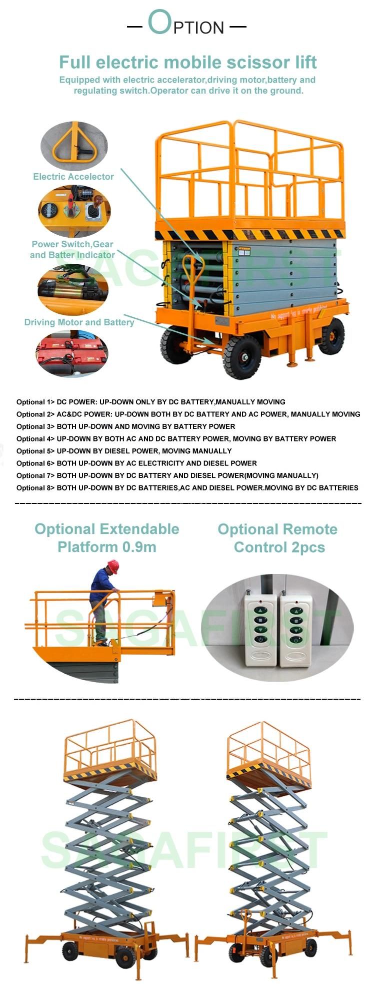 8m 10m 12m Hydraulic Aerial Work Platform Lift Equipment Scissor Lift
