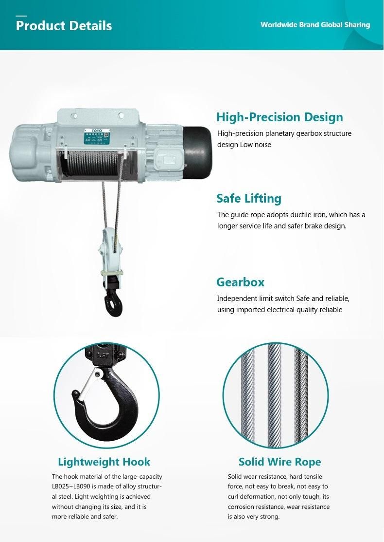 Toyo CD1 MD1 380V 10t Electric Wire Rope Hoist