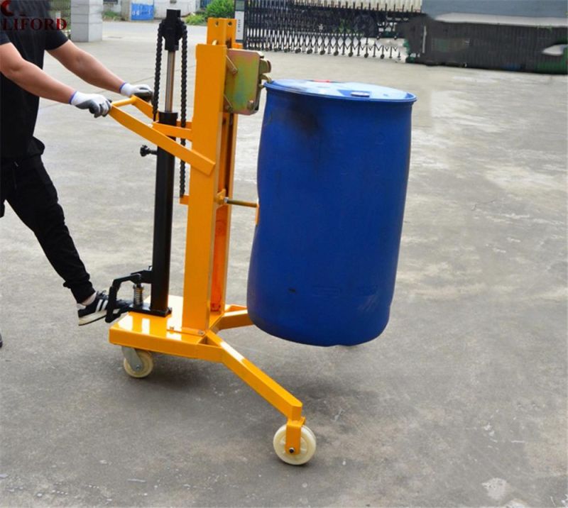 High Quality Capacity 450kg Pedal Hydraulic Lifting Drum Truck Dtf450b
