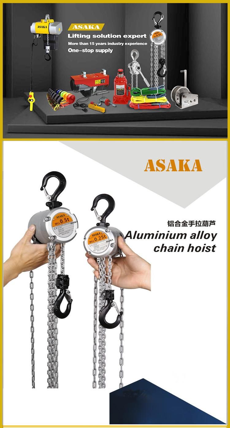 Manual Aluminum Mini Lifting Equipment Chain Block Capacity 500kg