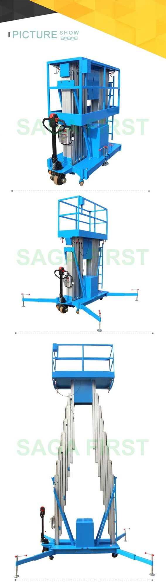 Aluminum Alloy 12m Two Man Telescopic Aerial Lift