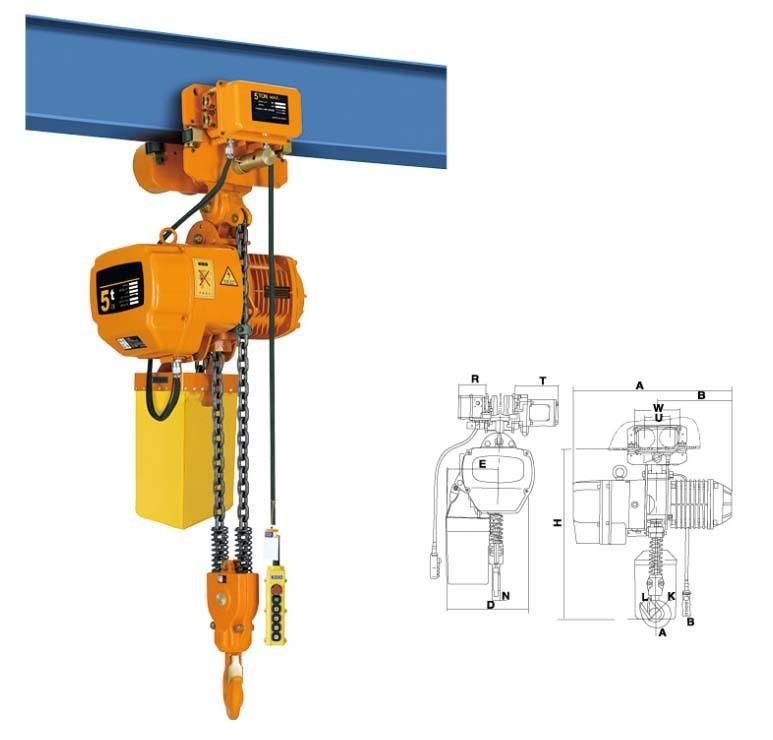 China Supplier Electric Hoist 380 Volt 1ton 2ton 5ton Monorail Electric Trolley Chain Lifting Hoist Manufacturer