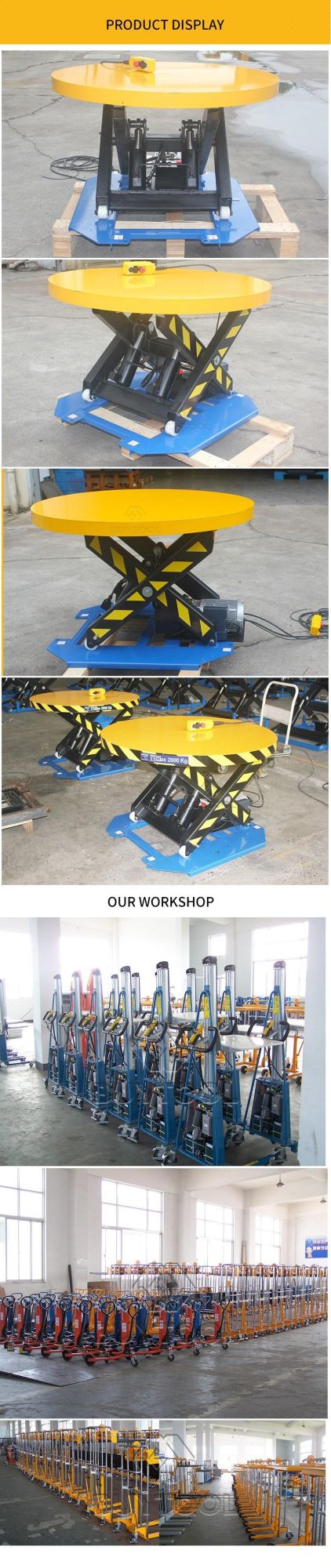 Stationary Electric Rotating Round Lift Table with Single Scissor