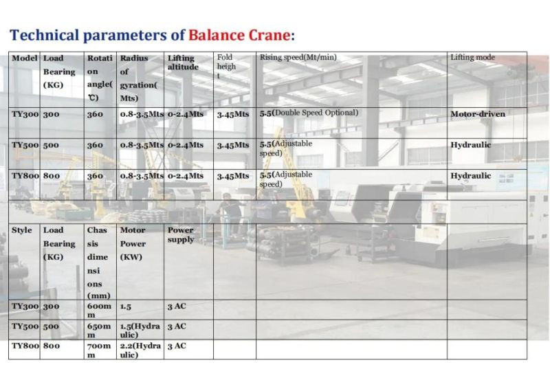 300kg. 500kg. 800kg Mini Balance Lifting Crane