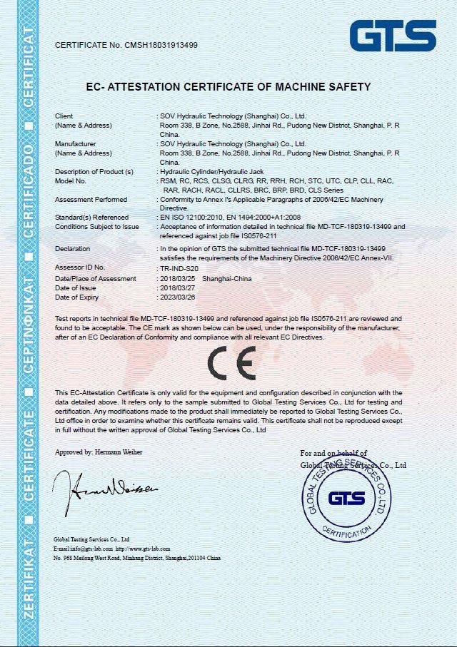 Single Acting Hydraulic Cylinder (SOV-RC)
