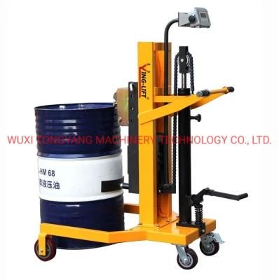 450kg Capacity Dtf450A-1 Hand Oil Drum Hydraulic Carrier Hand Drum Truck with Weighing Scale