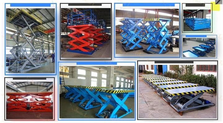 OEM Warehouse Hydraulic Vertical Stationary Scissor Goods Lift with Foldable Guardrail