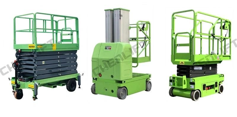 CE Approved 7.5m Working Height Double Mast Vertical Lift with Hydraulic Turning Wheel