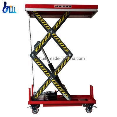 Movable 1ton Portable Small Electric Scissor Lifting Tables with Wheels