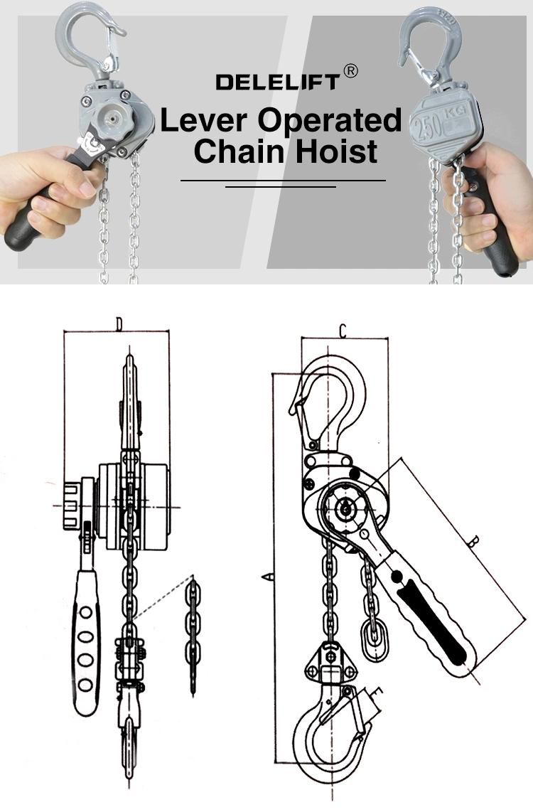 High Quality Aluminium Alloy Mini Lever Hoist 250kg Galvanized Chain Hoist