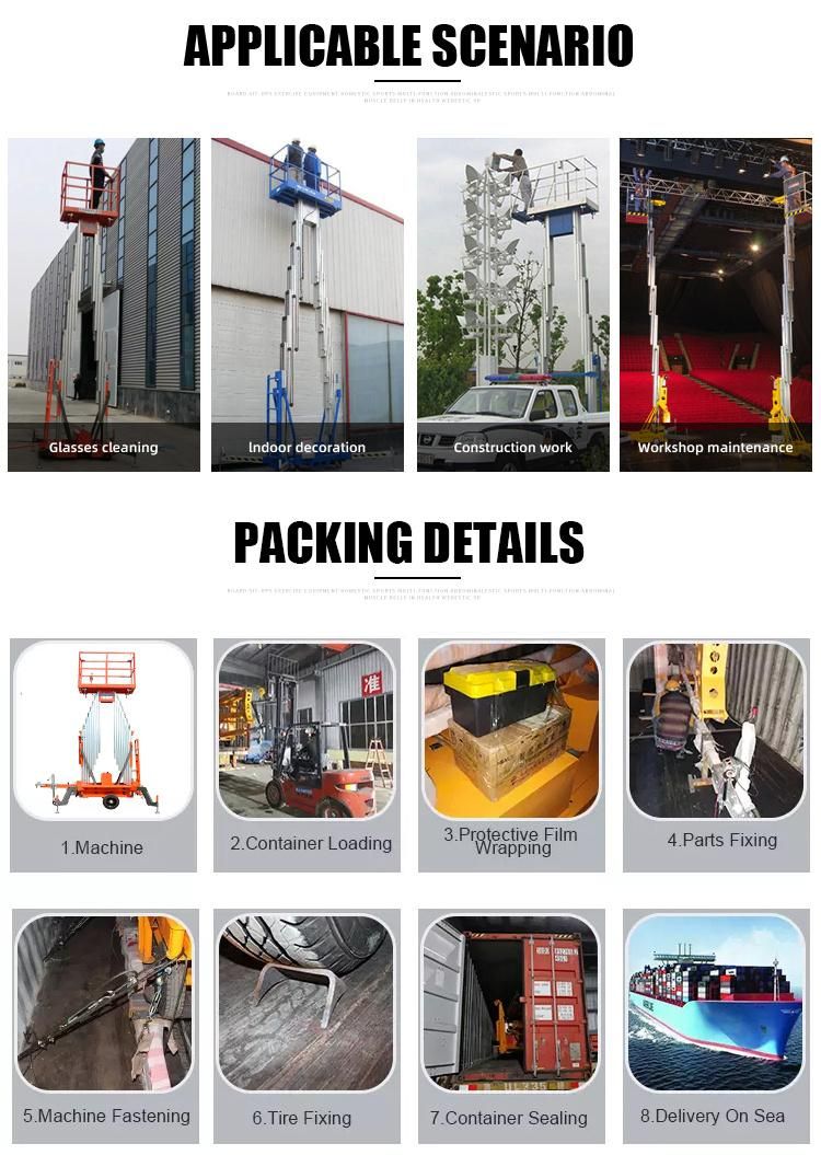 4m 6m 8m 10m 12m 14m Mobile Type Aluminum Alloy Hydraulic Single Mast One Man Aerial Work Platform Lift