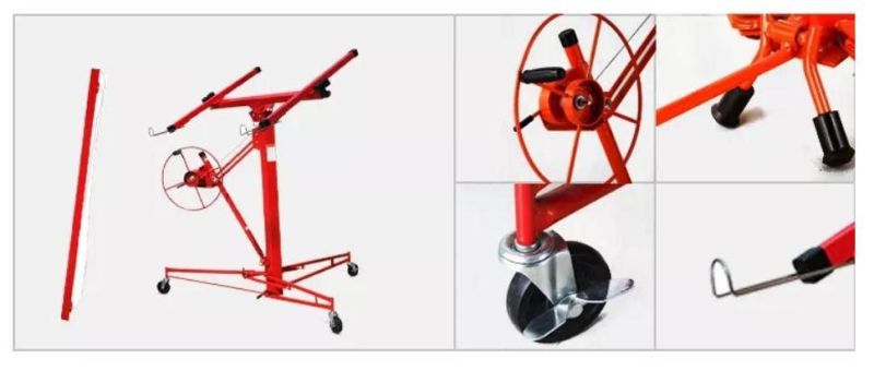 4/11 Feet Panel Lift Hoist Jack Lifter Lockable Caster Wheel Adjustable Arm Foldable Construction Tool Drywall Lift