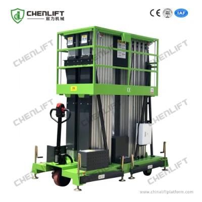 12m Mobile Work Platform Triple Mast Manual Pushing Vertical Lift