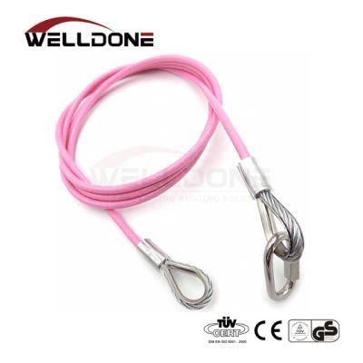 Colourful Stainless Steel Hiking Mountains Safety Cable with Loop Both Side Include a Link Hook