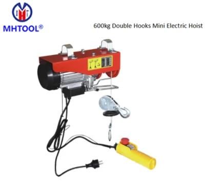 220V PA 600kg Single Phase Mini Electric Wire Rope Hoist Micro Steel Cable Hoist by Ce Approval