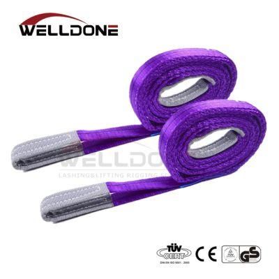 1 Ton 1m to 10m Length 30mm Width Cheap Price Polyester 1t Webbing Lifting Sling Belt Purple Color Safety Factor 8: 1 7: 1 6: 1