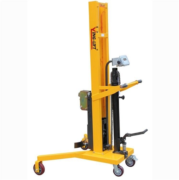 Hot Selling 450kg V-Shaped Pedaled Hydraulic Drum Transporters with Weighting Scale