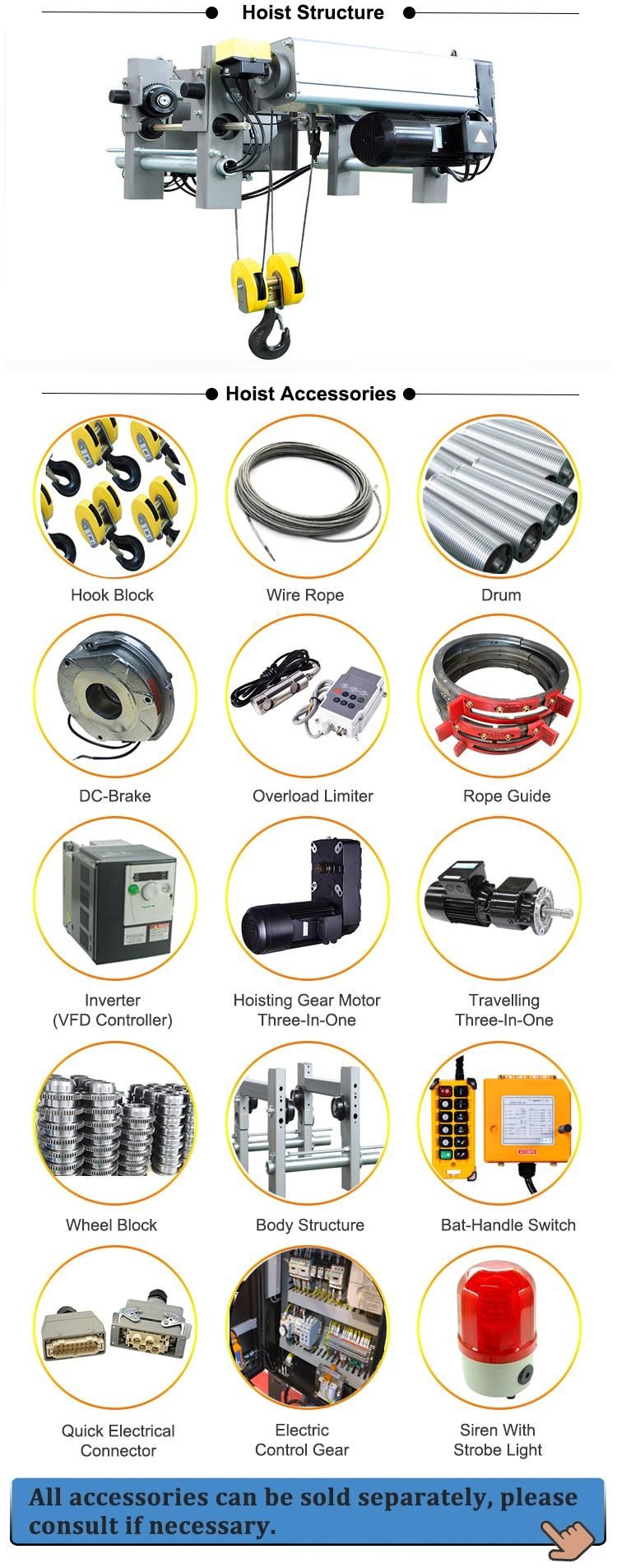 European Design Overhead Crane 3.2 Ton 5 Ton 10 Ton 16 Ton 20 Ton Electric Wire Rope Hoist Demag