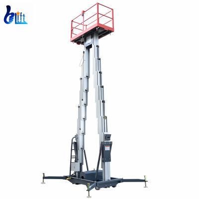 V 200kg Weight Dual Masts Aluminum Aerial Work Platform Hydrolic Lift