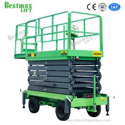 14m Platform Height Manual Pushing Scissor Lift with AC Power