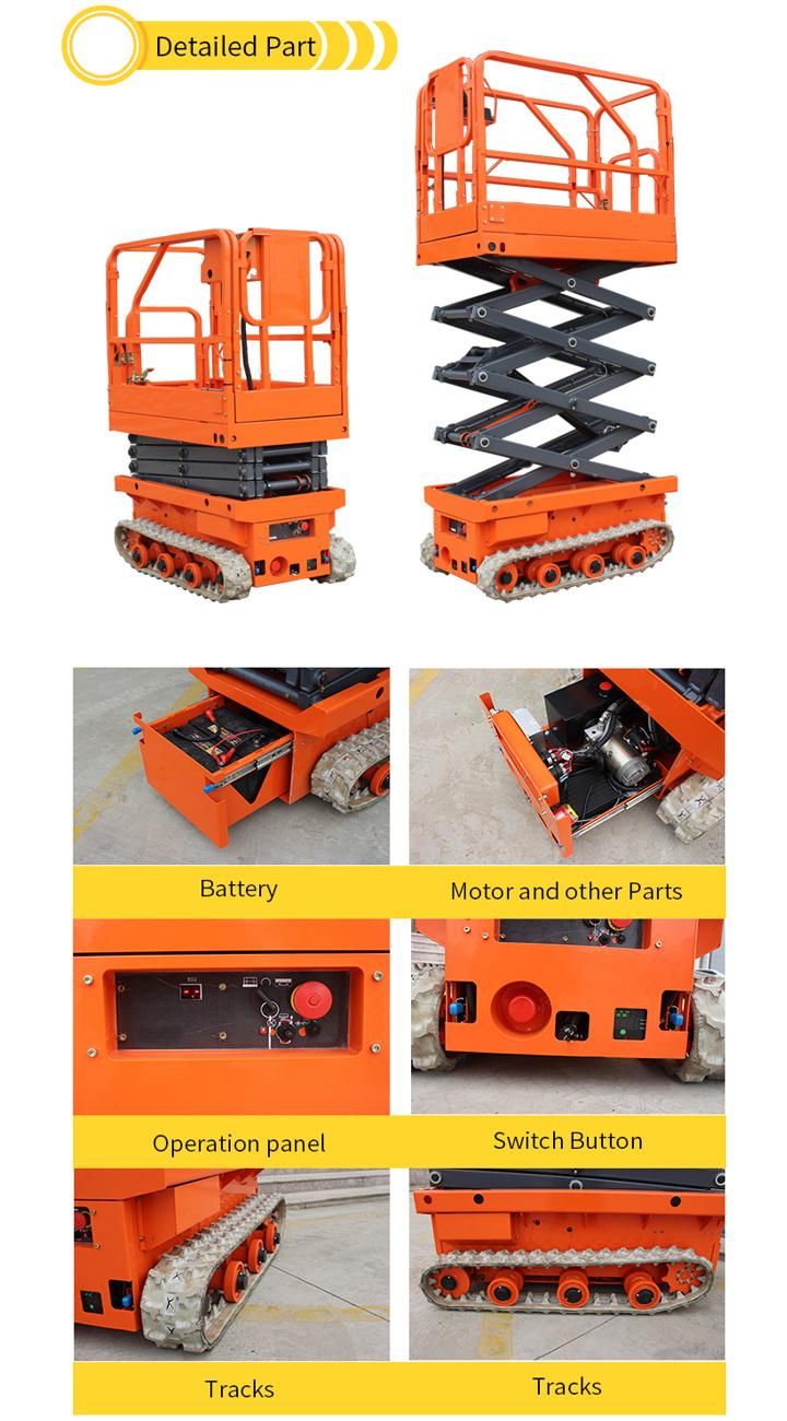 Rubber Crawler Mini Self-Propelled Scissor Lift Tracked Vehicles for Sale