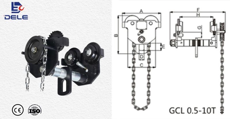 2ton*3m Hand Geared Hoist Trolley