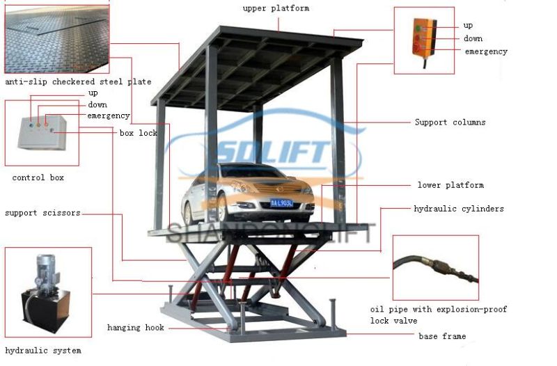 Home Garage Double Level Scissor Type Car Parking Lift