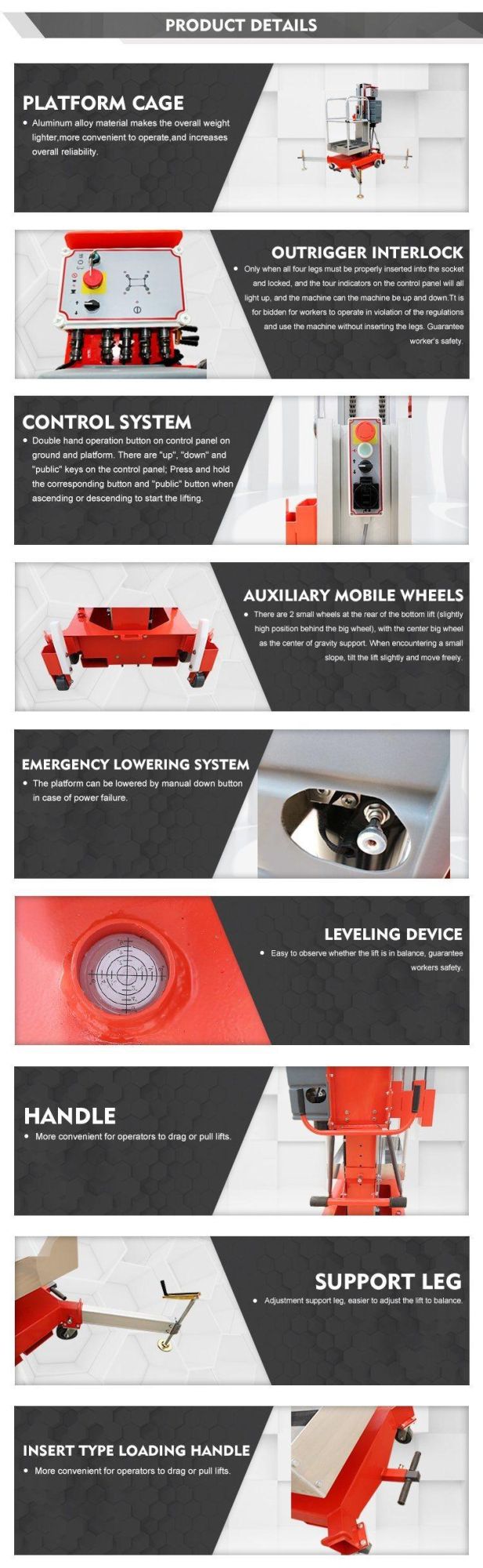 Ce Approved 10m Aerial Work Platform Mobile Double Mast Lift