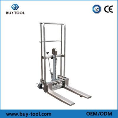 Manual Hydraulic Stainless Steel Platform Stacker with Adjustable Forks