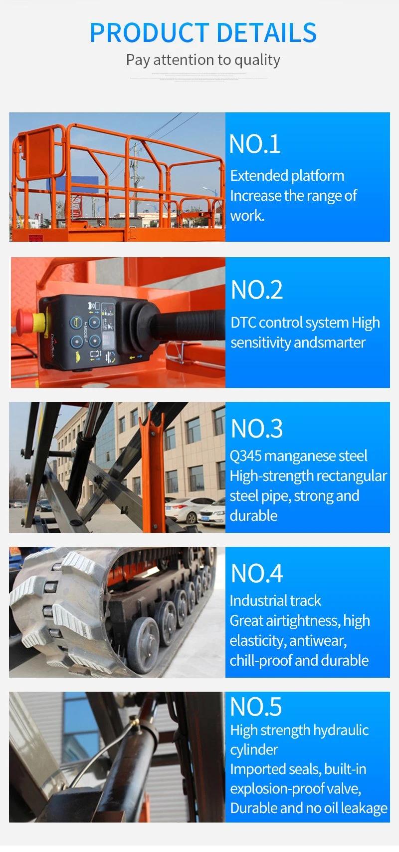 14m Outdoor Electric Aerial Lift Platform Crawler Track Scissor Lift