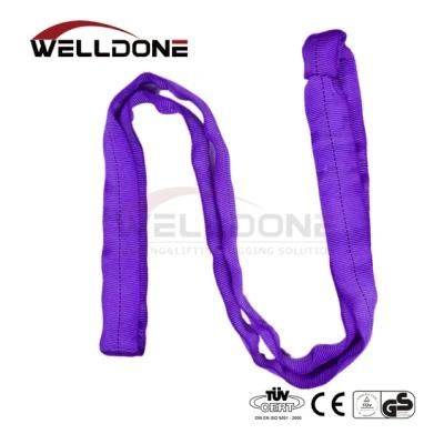 1 Ton 1m to 10m Length Cheap Price Polyester 1t Round Lifting Belt Sling with Purple Color Safety Factor 8: 1 7: 1