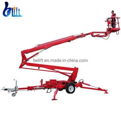 14m Hydraulic Aerial Man Working Platform Telescopic Trailer Boom Lift