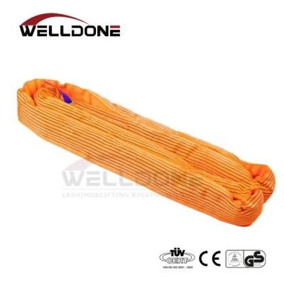 10 Ton 8m or OEM Length 4 Ply Soft 8t Round Lifting Belt Sling with Orange Color Safety Factor 8: 1 7: 1 Type