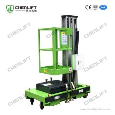 Aluminum Aerial Work Platform Single Mast 130kg Loading 10m Working Height