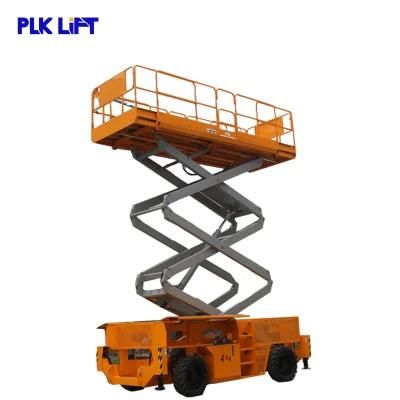 High End Rough Terrain Scissor Lift Rubber Wheel Lift